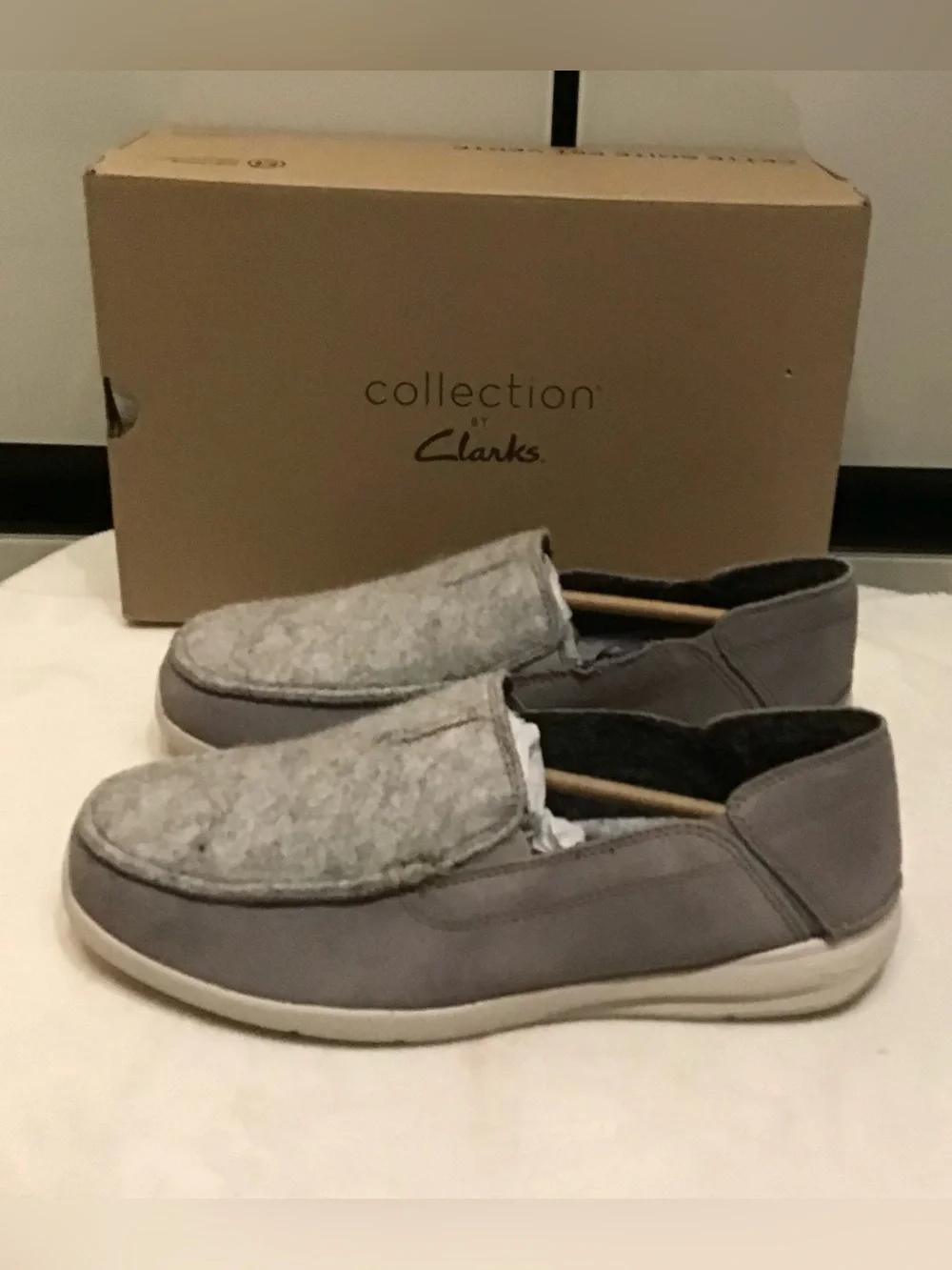 Clarks Gorwin Step Men's Grey Suede Loafers in grey suede, featuring a slip on